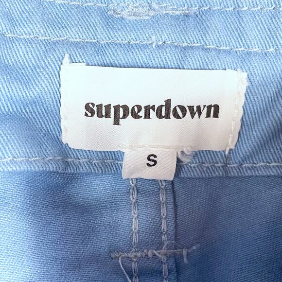 Superdown Bobbi Cargo Pants Blue High Rise Pockets Twill Drawstring Sz S - Picture 10 of 12